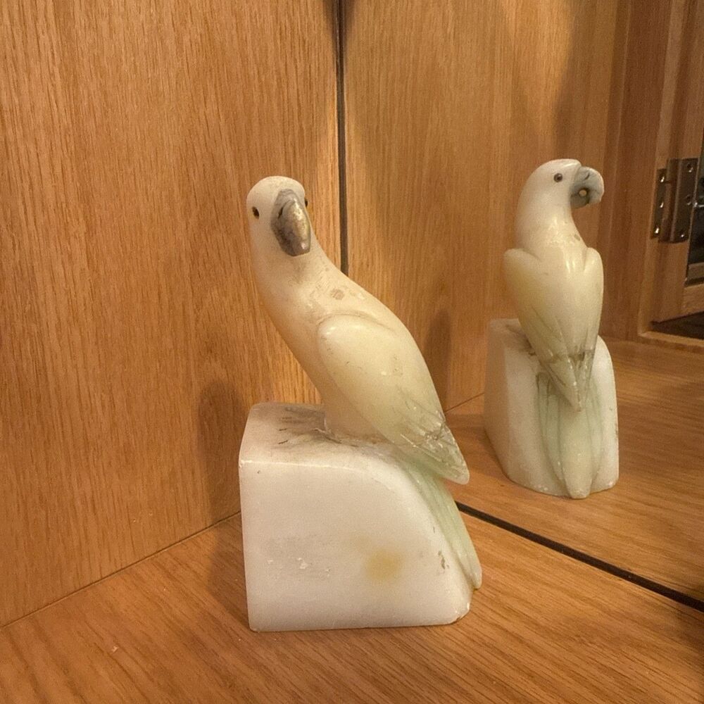 Vintage Hand-Carved Alabaster Parrot from Italy